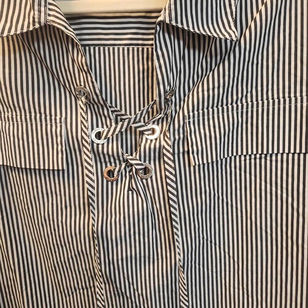 Calvin Klein Women's Striped Lace-Up Blouse- Size 0X - Picture 3 of 9